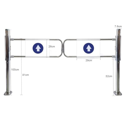 Automatic Closing Swing Gate - Durable 1-Way Safety Door for Pedestrian Access in Libraries & Stores - Secure & Convenient Entrance Gate, Silver-170x100 cm
