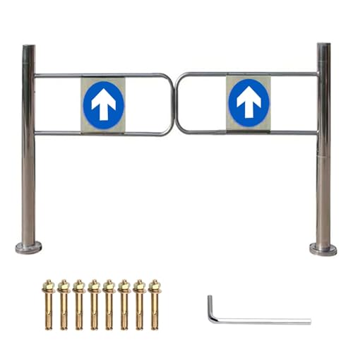 Supermarket Entrance Safety Gate, Entrance Swing Gate Transfer Gate Door with Screws, 90° Opening Stainless Steel Entrance and Exit Device(150x100cm(59x39in))