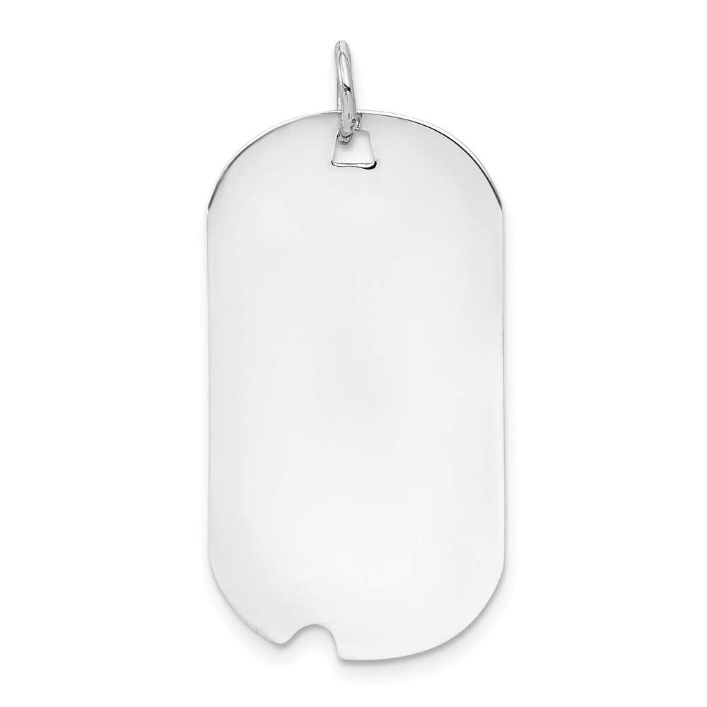 14K White Gold Plain .035 Gauge Engravable Dog Tag with Notch Disc Charm 33mm length