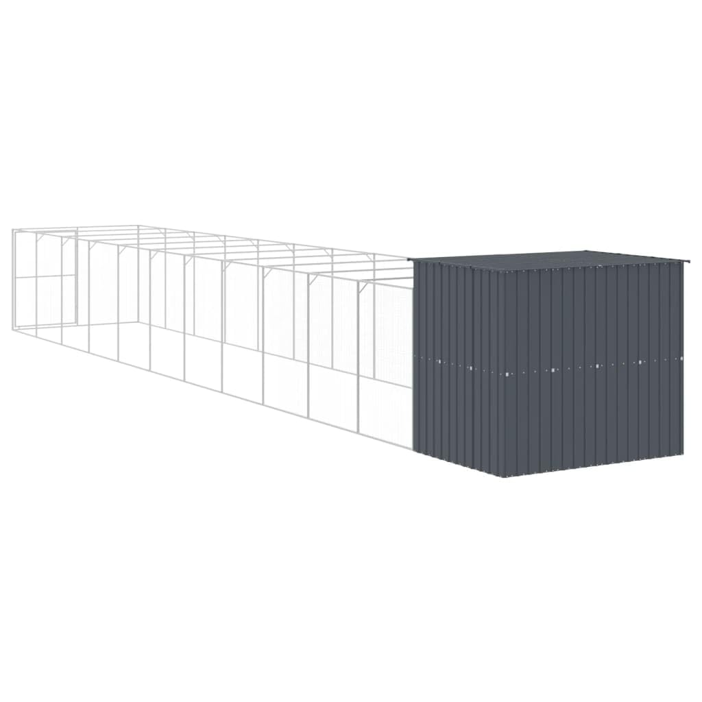 Large Outdoor Dog House, Galvanized Steel Kennel with Lockable Door, Weather-Resistant Pet Enclosure, Heavy Duty Metal Shelter for Medium Breeds, Anthracite