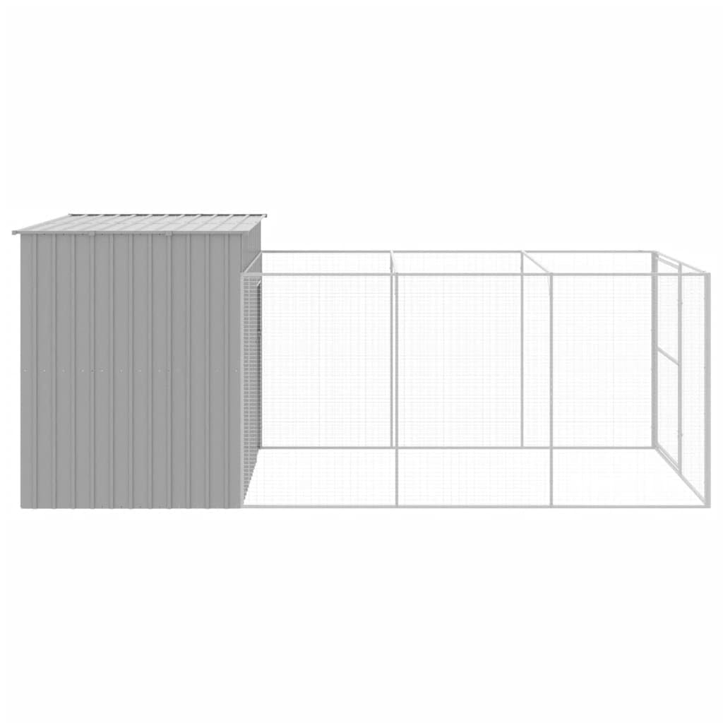 Outdoor Dog Kennel with Run Galvanized Steel Pet Enclosure