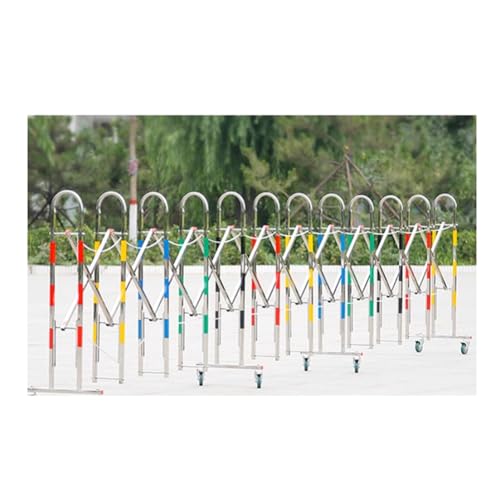Telescopic Traffic Fence Folding Portable Scissor Gate,Expandable Mobile Barrier Traffic Barriers,Flexible Mobile Barrier Gate Expandable Metal Barricade, 360°Stainless S,Multicolor-1.1x10m