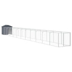 Outdoor Dog House with Extended Run Galvanized Steel Light Gray
