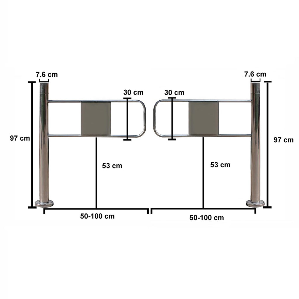 Stainless Steel Universal Supermarket Safety Gate, One-Way Swing Door for Driveway & Pedestrian Use, Ideal for Aisles in Supermarkets, Factories & Parks (100×97 Cm