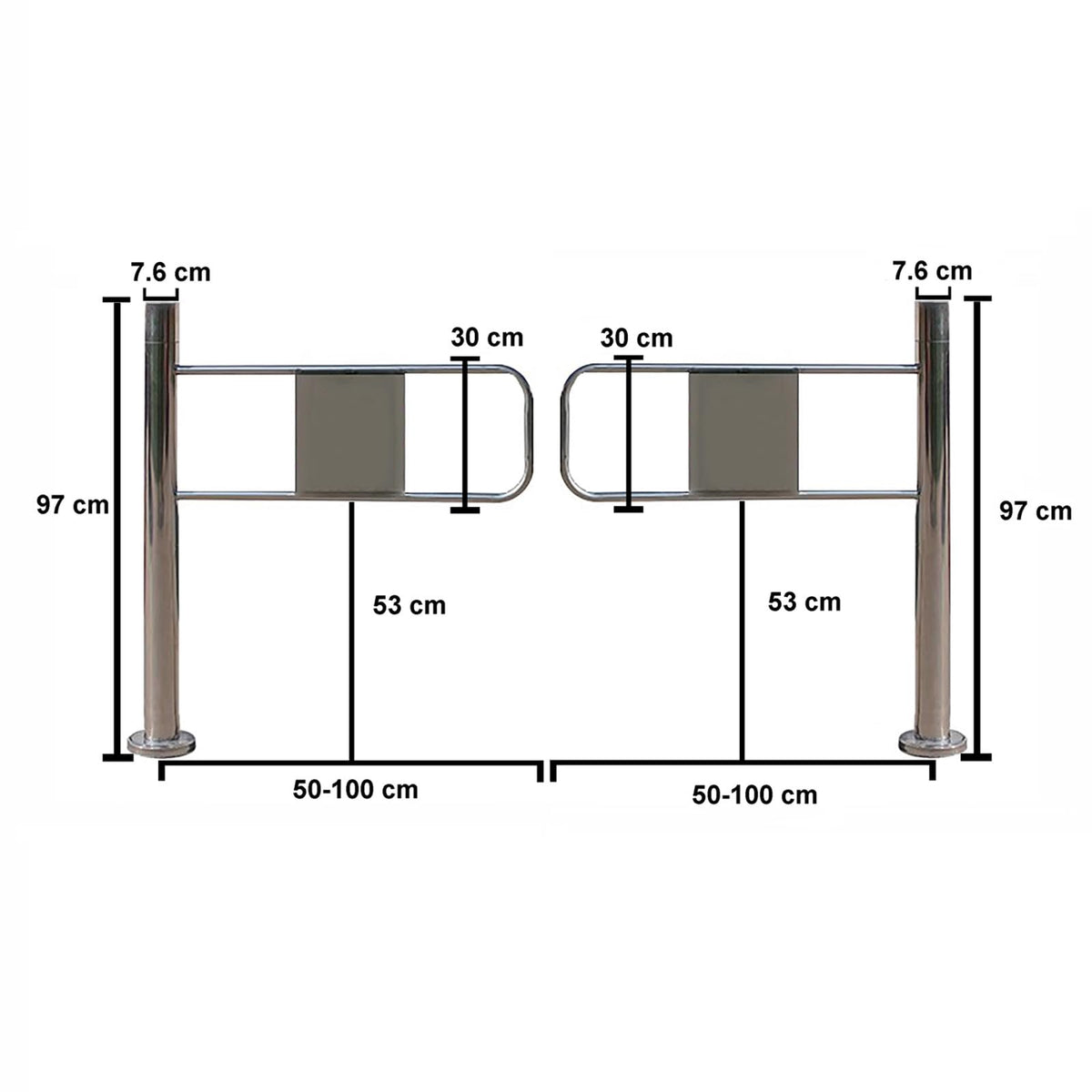 Stainless Steel Universal Supermarket Safety Gate, One-Way Swing Door for Driveway & Pedestrian Use, Ideal for Aisles in Supermarkets, Factories & Parks (100×97 Cm