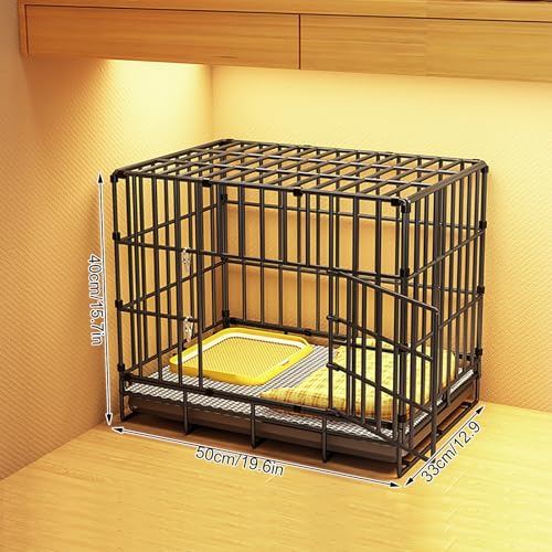 Puppy Crate, pet Playpen, Small Dog cage Indoor, Puppy Kennel, Foldable Home Pet Crate with Tray, Stable and Non-Wobble, Indoor Kennel for Small/Medium/Large Dogs(Black,50 * 33 * 40cm)