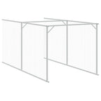 Outdoor Dog House with Extended Run Galvanized Steel Light Gray