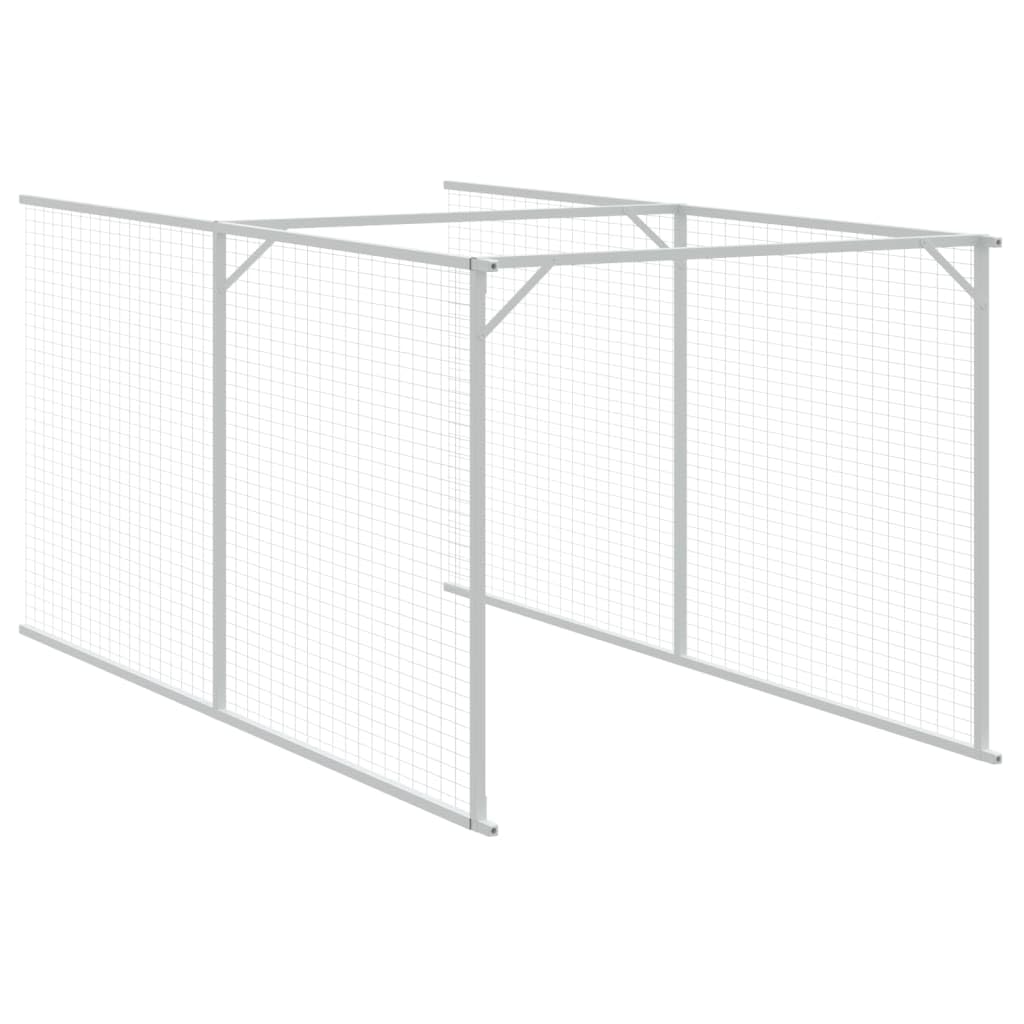Outdoor Dog House with Extended Run Galvanized Steel Light Gray