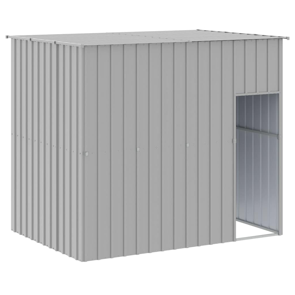 Large Dog House with Extended Run, Outdoor Dog Kennel with Galvanized Steel Frame, Spacious Dog Enclosure for Large Breeds, 84.3 x 84.3 x 71.3 in, Light Grey