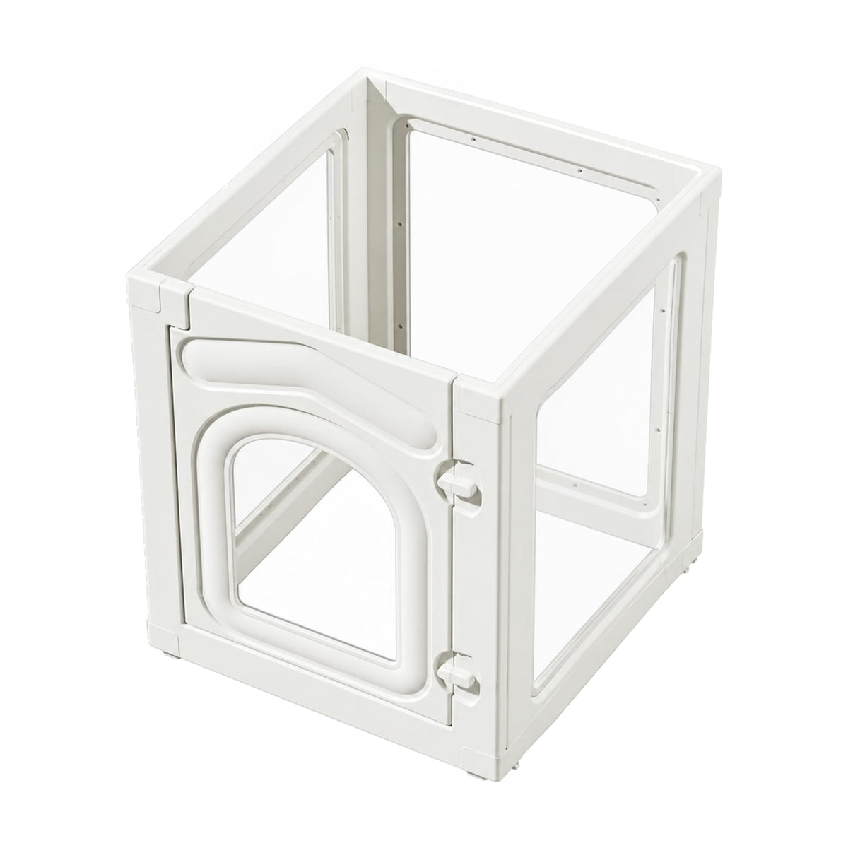 Indoor Kennel Freestanding Pet with Clear Panels Clear Acrylic Dog Playpen, White