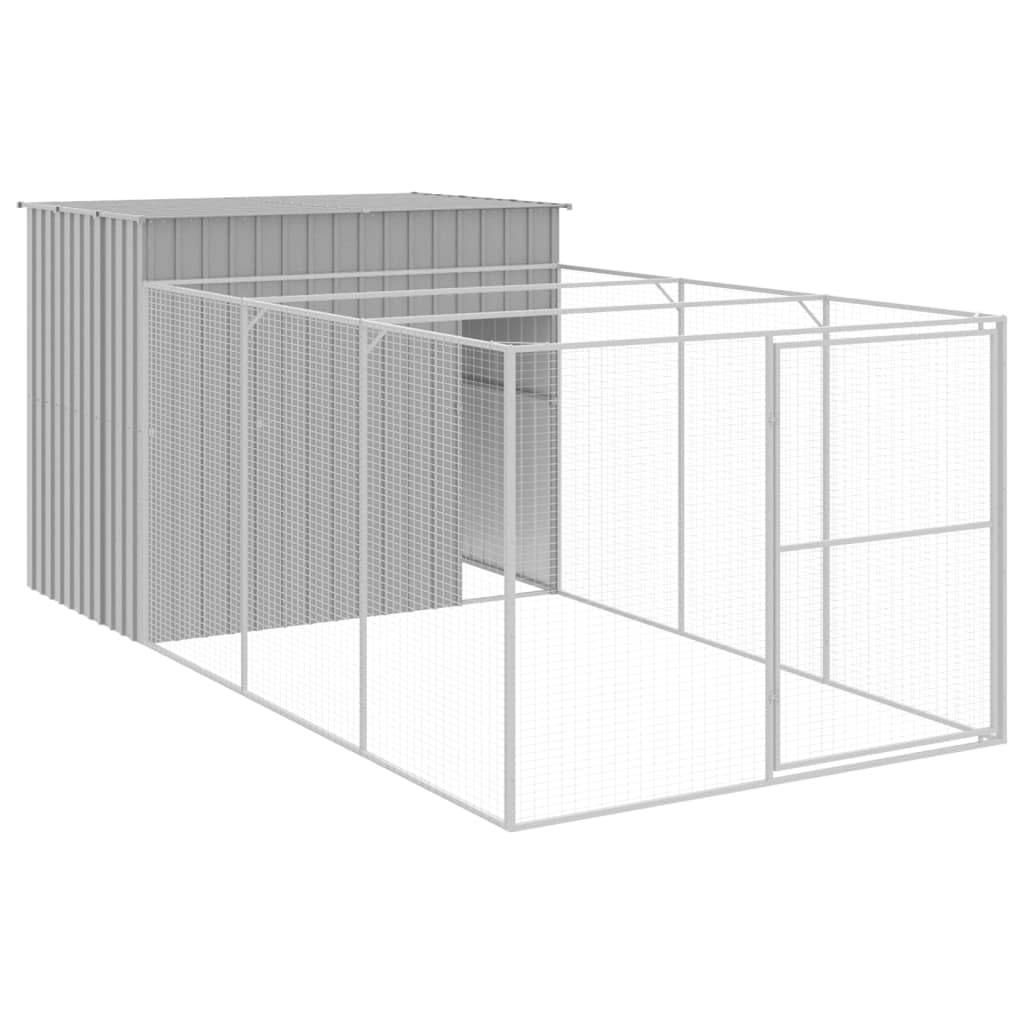 Outdoor Dog Kennel with Run Galvanized Steel Pet Enclosure