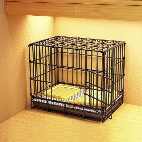 Puppy Crate, pet Playpen, Small Dog cage Indoor, Puppy Kennel, Foldable Home Pet Crate with Tray, Stable and Non-Wobble, Indoor Kennel for Small/Medium/Large Dogs(Black,50 * 33 * 40cm)