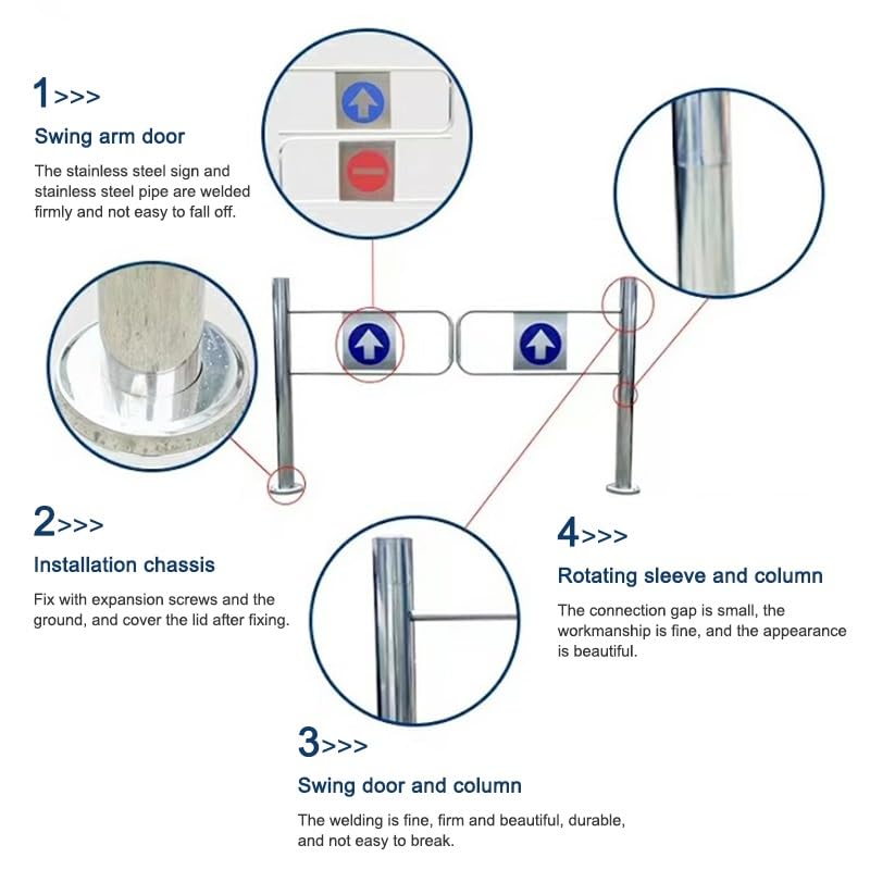 Automatic Swing Gate - 1-Way Spring-Loaded Door, Stainless Steel Pedestrian Barrier Gate for Warehouse, 2.0x3.2ft, Silver-4.9x3.2ft(150x99cm)