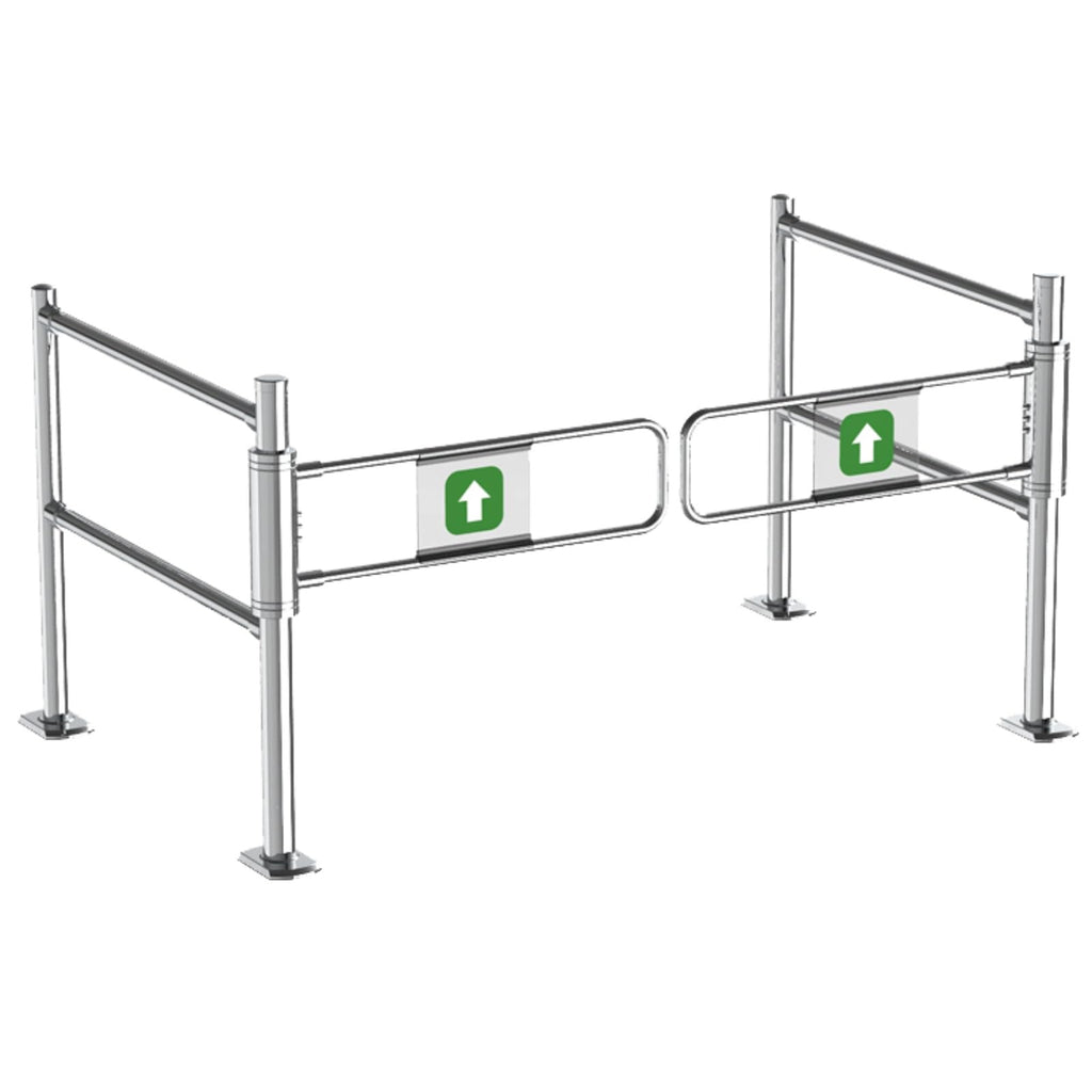 Automatic Spring-Loaded Safety Swing Gate, 90° Manual Open Pedestrian Gate for Supermarkets, Factories & Parks, Rebound Design, Silver-A, 140x100cm
