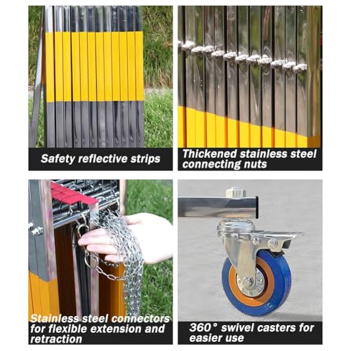 Stainless Steel Retractable Security Gate 360 Swivel Wheels - 1.2x10m