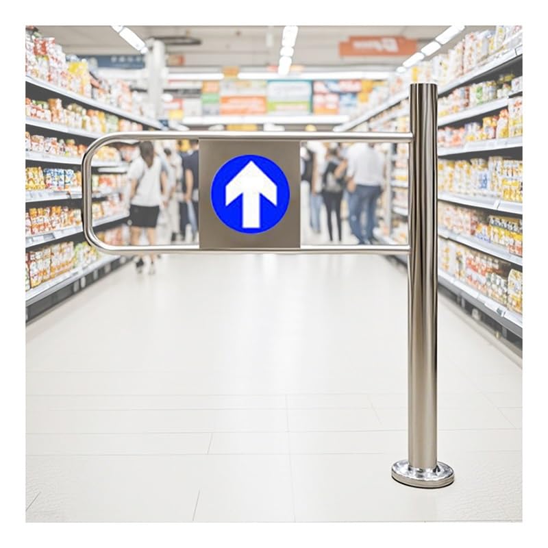 Swing Safety Gate,Stainless Steel Automatic Closing Safety Door - 90° Swing Design, 1-Way Entrance Gate for Libraries, Stores & Malls (80x97cm) - Durable, Secure & Easy to Install