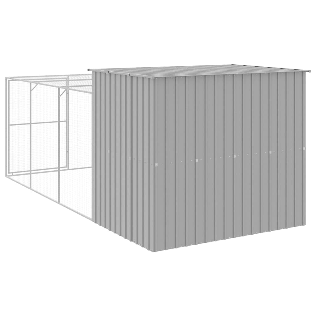 Outdoor Dog Kennel with Run Galvanized Steel Pet Enclosure