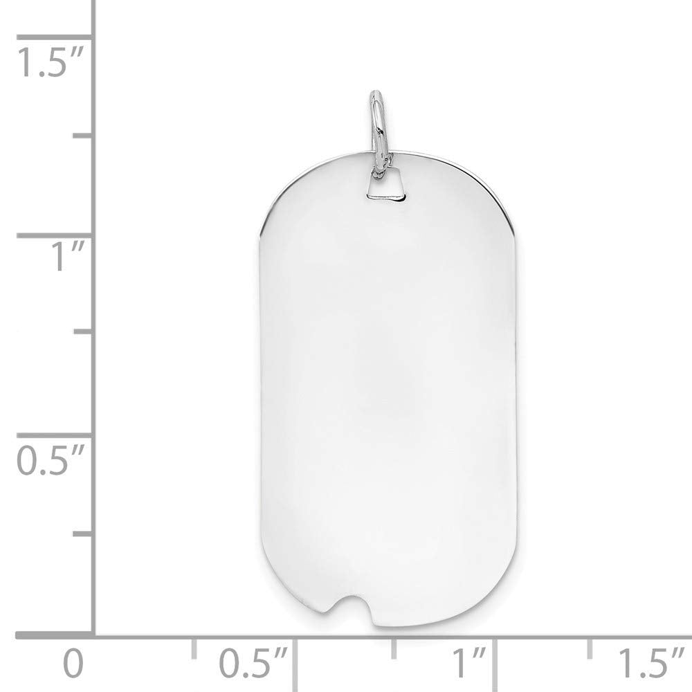 14K White Gold Plain .035 Gauge Engravable Dog Tag with Notch Disc Charm 33mm length