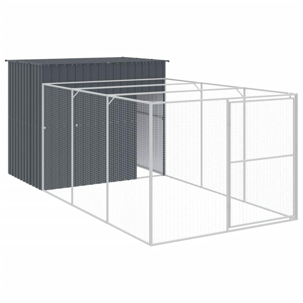 Outdoor Dog Kennel with Run Galvanized Steel Pet Enclosure