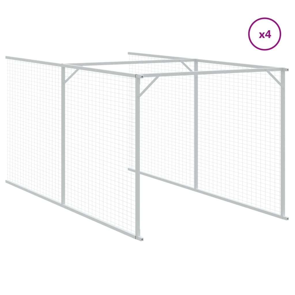 Outdoor Dog House with Extended Run Galvanized Steel Light Gray