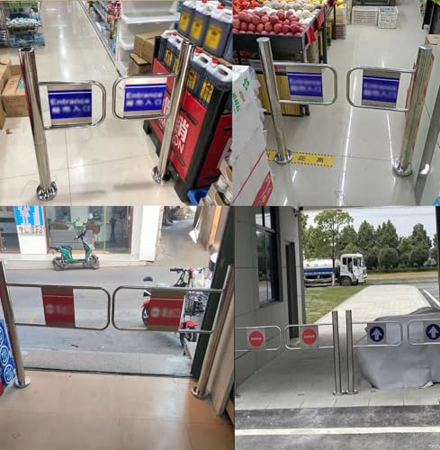 Supermarket Entrance Safety Gate, Entrance Swing Gate Transfer Gate Door with Screws, 90° Opening Stainless Steel Entrance and Exit Device(150x100cm(59x39in))