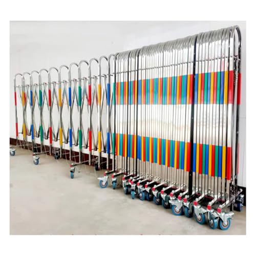 Telescopic Traffic Fence Folding Portable Scissor Gate,Expandable Mobile Barrier Traffic Barriers,Flexible Mobile Barrier Gate Expandable Metal Barricade, 360°Stainless S,Multicolor-1.1x10m