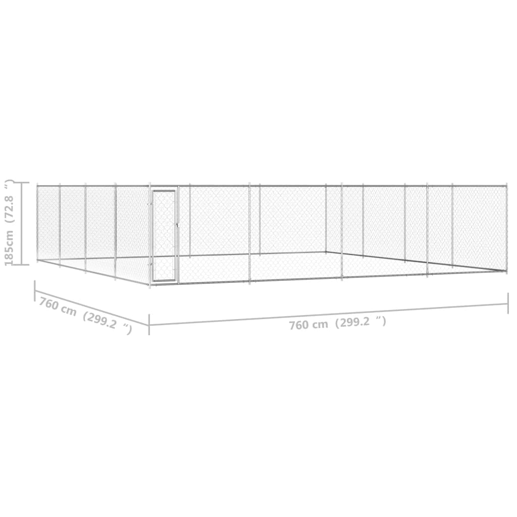 SKM Outdoor Dog Kennel Galvanised Steel 760x760x185 cm (Weight-115KG)