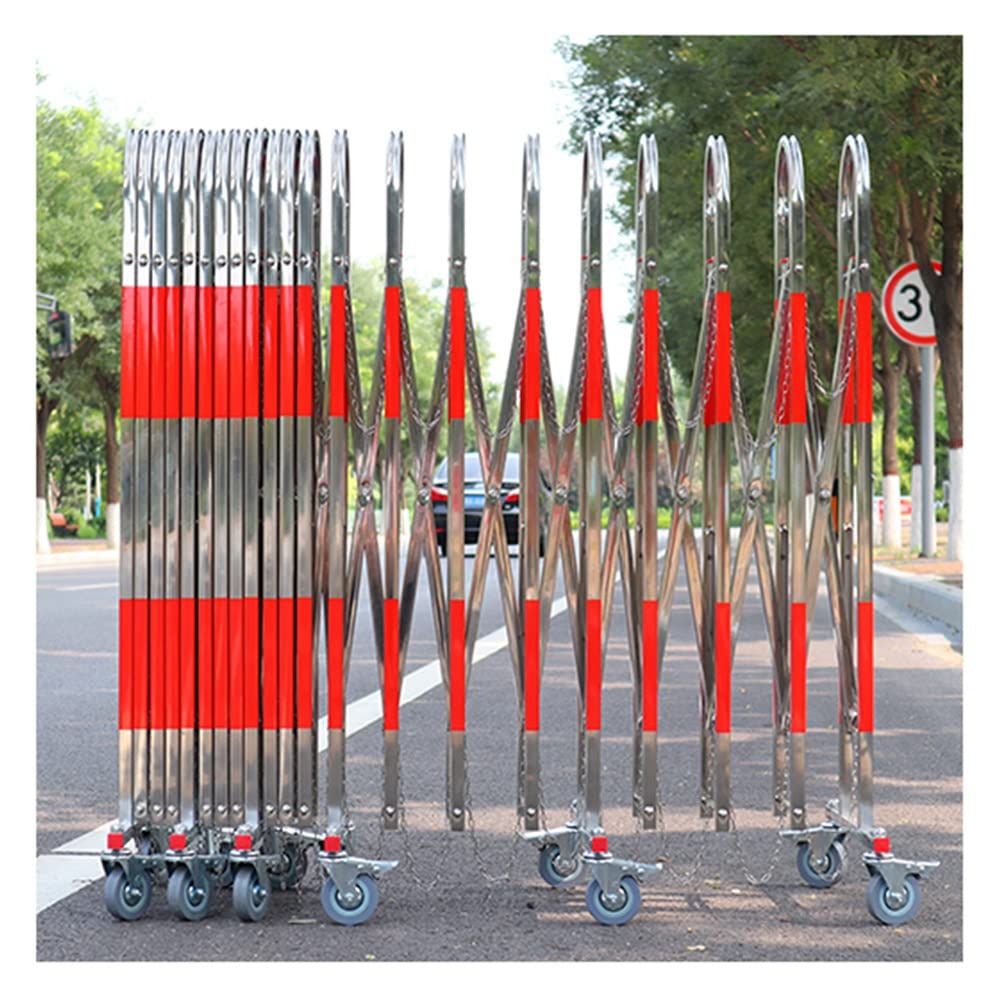 Traffic Barriers， Mobile Safety Barrier Gate - Expandable Stainless Steel Barricade - Retractable Traffic Fence - for Garages, Schools, Malls (Color : Red-Silver, Size :