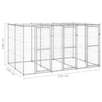 Silver Galvanized Steel Outdoor Dog Kennel 86.6 x 129.9 x 70.9 in 78.1 sqft Playpen for Large Dogs Weather-Resistant Enclosure with Roof and Doors for Garden and Backyard