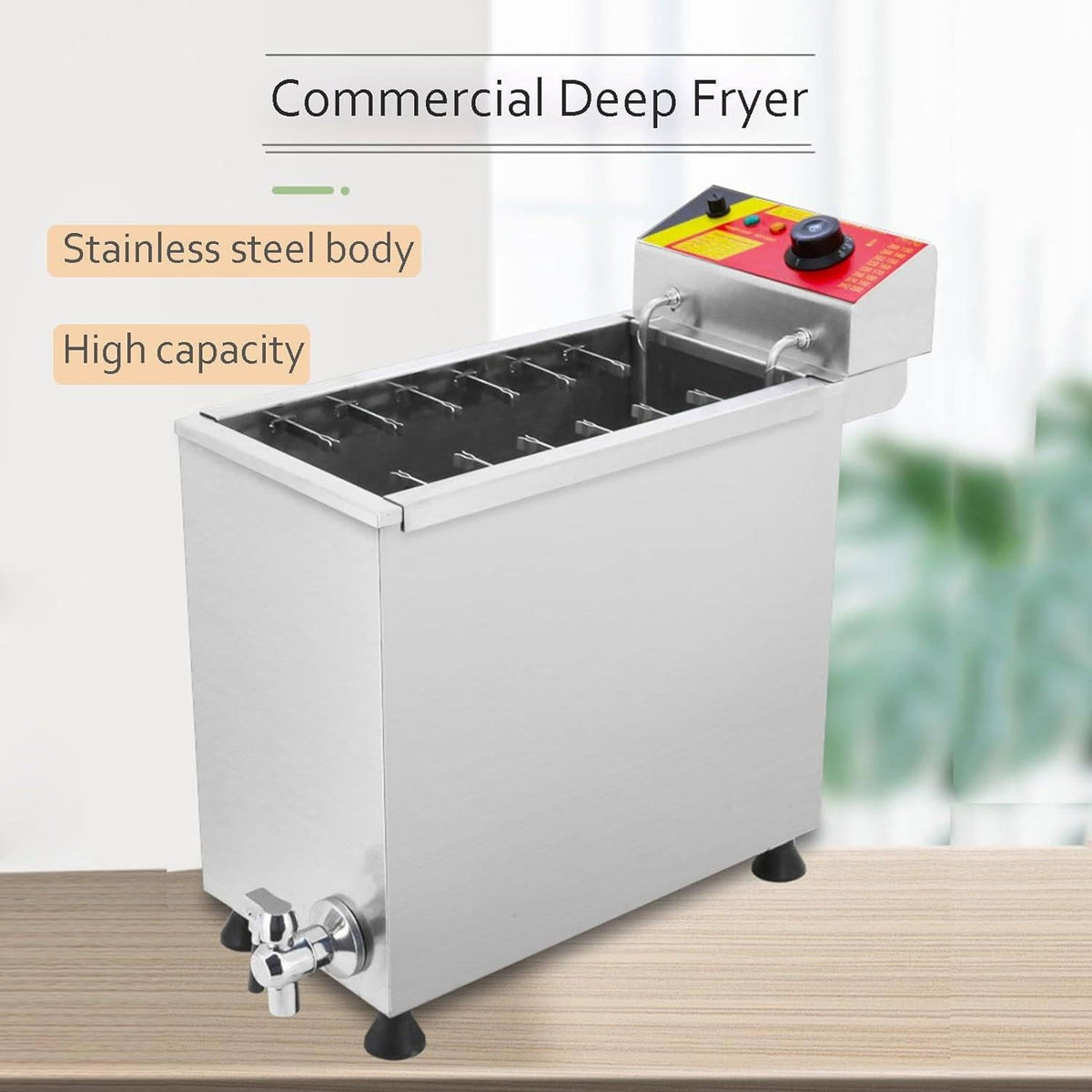 25L Commercial Electric Deep Fryer for Cheese Hot Dogs Sticks Frying Machine, Large Capacity Corn Dog Fryer for Restaurant, Store, Home - Sausage Frying Equipment,220v