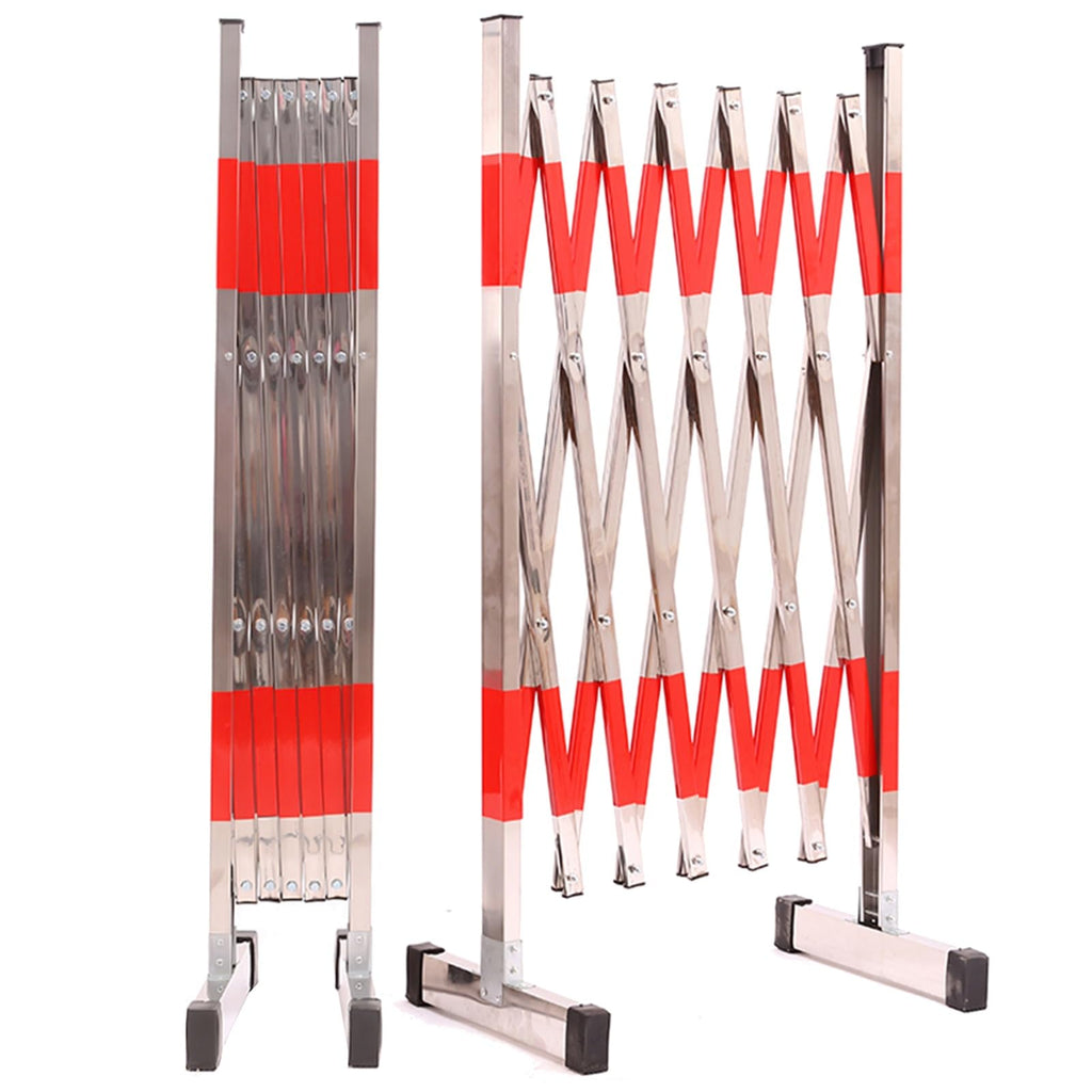 Barriers, Expandable Metal Barricade Safety Barrier Gate Flexible Stainless Steel Outdoor Driveway Garage Door School Farmland Closed Barricade Gate Adjustable Traffic,47.25x236.23in