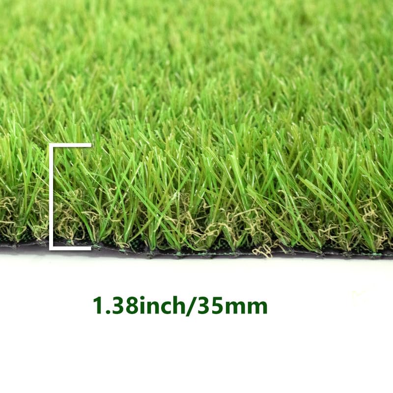7FT x 62FT Artificial Turf 1.38inch Simulated Synthetic Fake Grass with Drainage Holes, Reusable Grass Urinal for Dogs, Backyard Lawn Rug Doormat Decorations, Custom