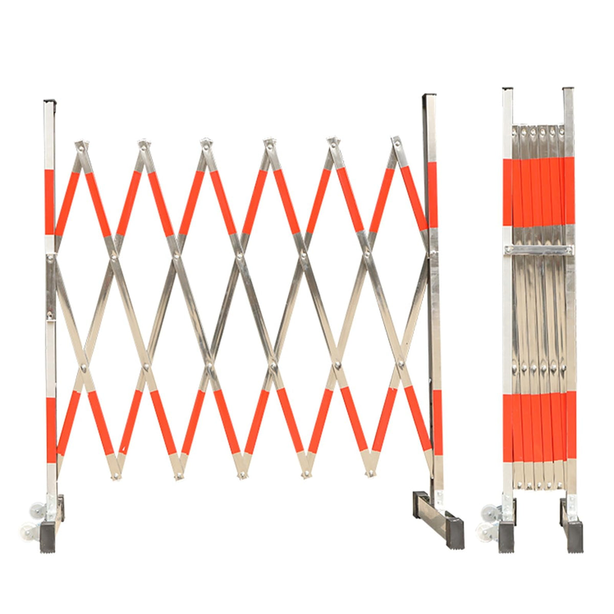 Expandable Metal Barricade Mobile Safety Barrier Gate Flexible Portable School Farmland Driveway Garage Door Road Closed Barricade Retractable Pedestrian，47.25x275.6in