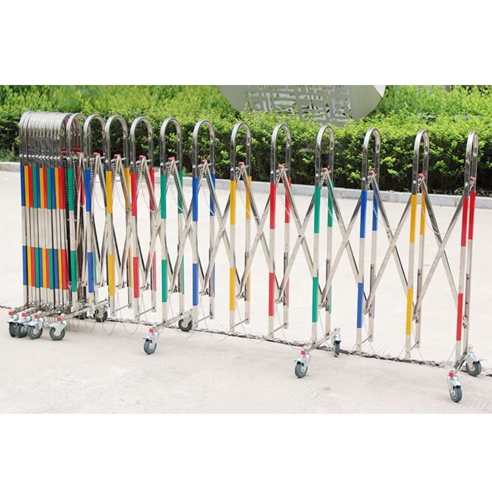 exproyzk Metal Expandable Barricade, Folding Security Gate, Retractable Driveway Gate, 360° Rolling Barricade Gate, Stainless Steels (Color : Multi-Colored, Size : 1.1x7m)