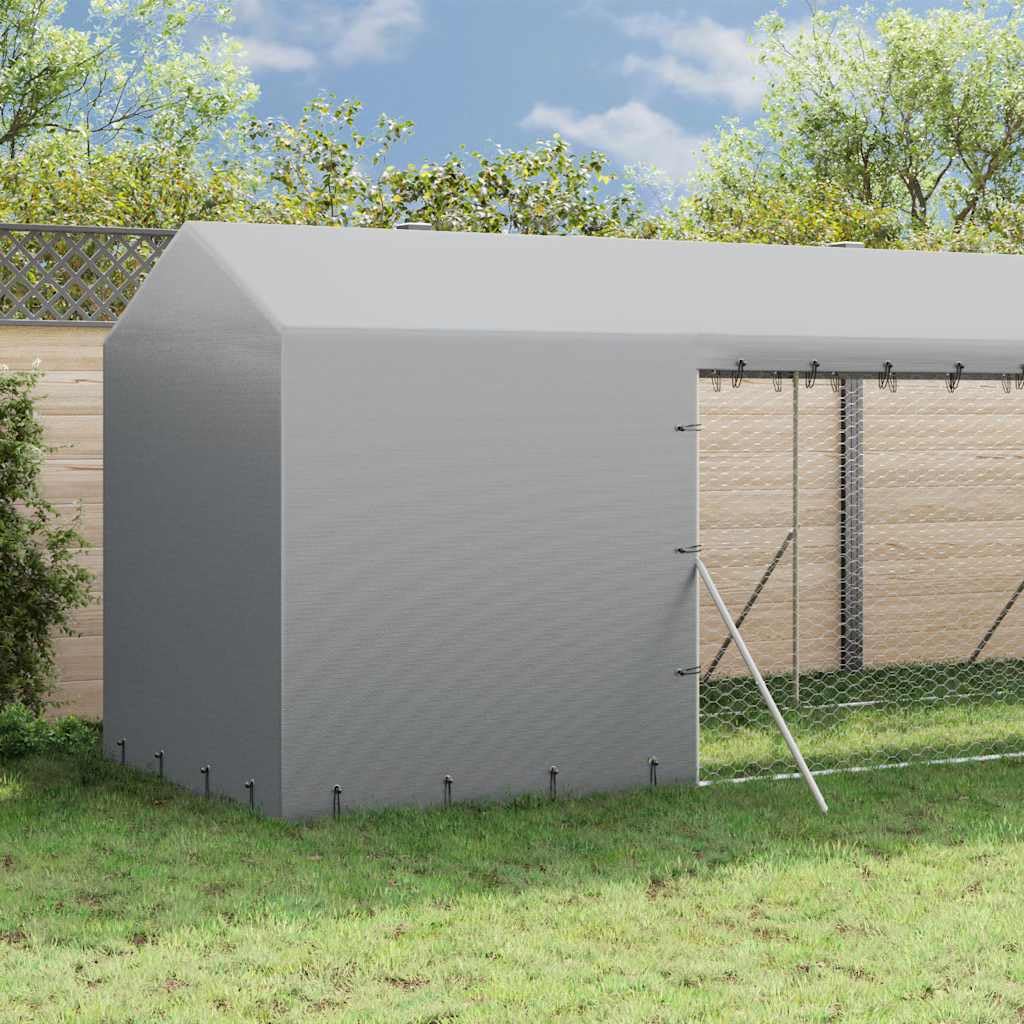 Galvanized Steel Dog Kennel, Outdoor Pet Enclosure 6.6x32.8x8.2