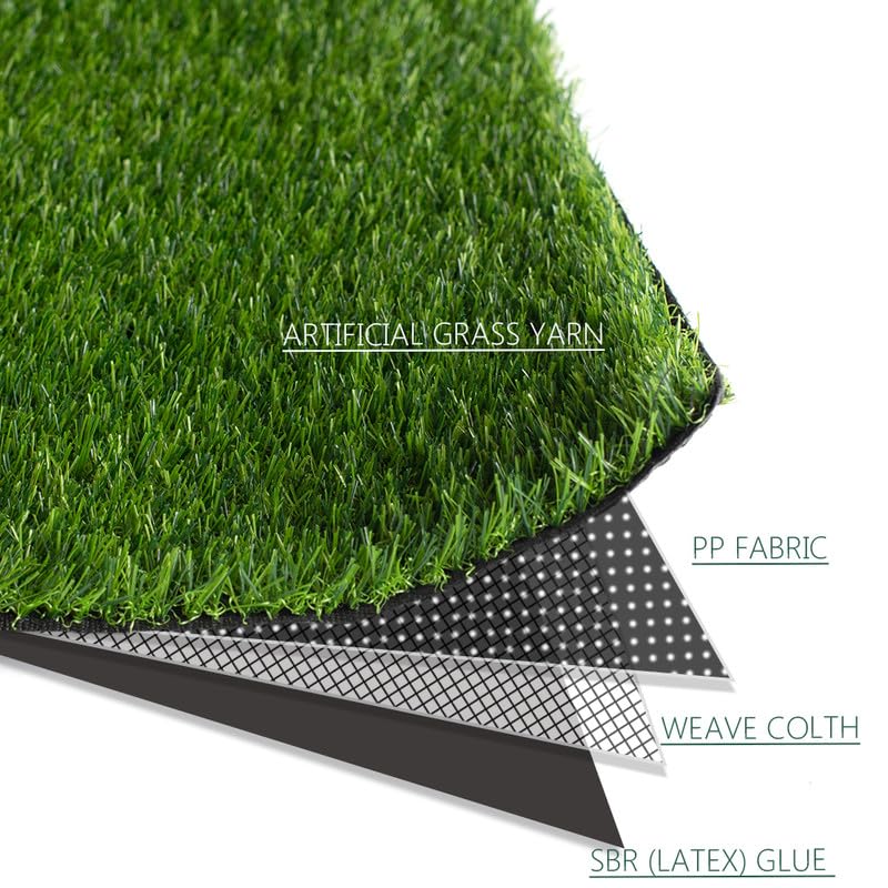 0.7inch Realistic Indoor/Outdoor Artificial Grass/Turf Synthetic Drainage Holes Pet Faux Grass Astro Rug Carpe 6FTX79FT Indoor Outdoor Balcony