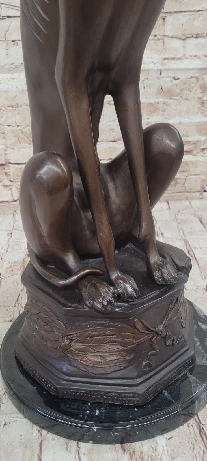 Art Deco Life Size Sitting Greyhound Dog Bronze Sculpture Marble Base Statue Artwork Sale By Think Bronze