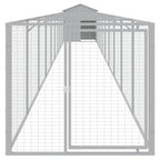 Outdoor Dog House with Extended Run Galvanized Steel Gray