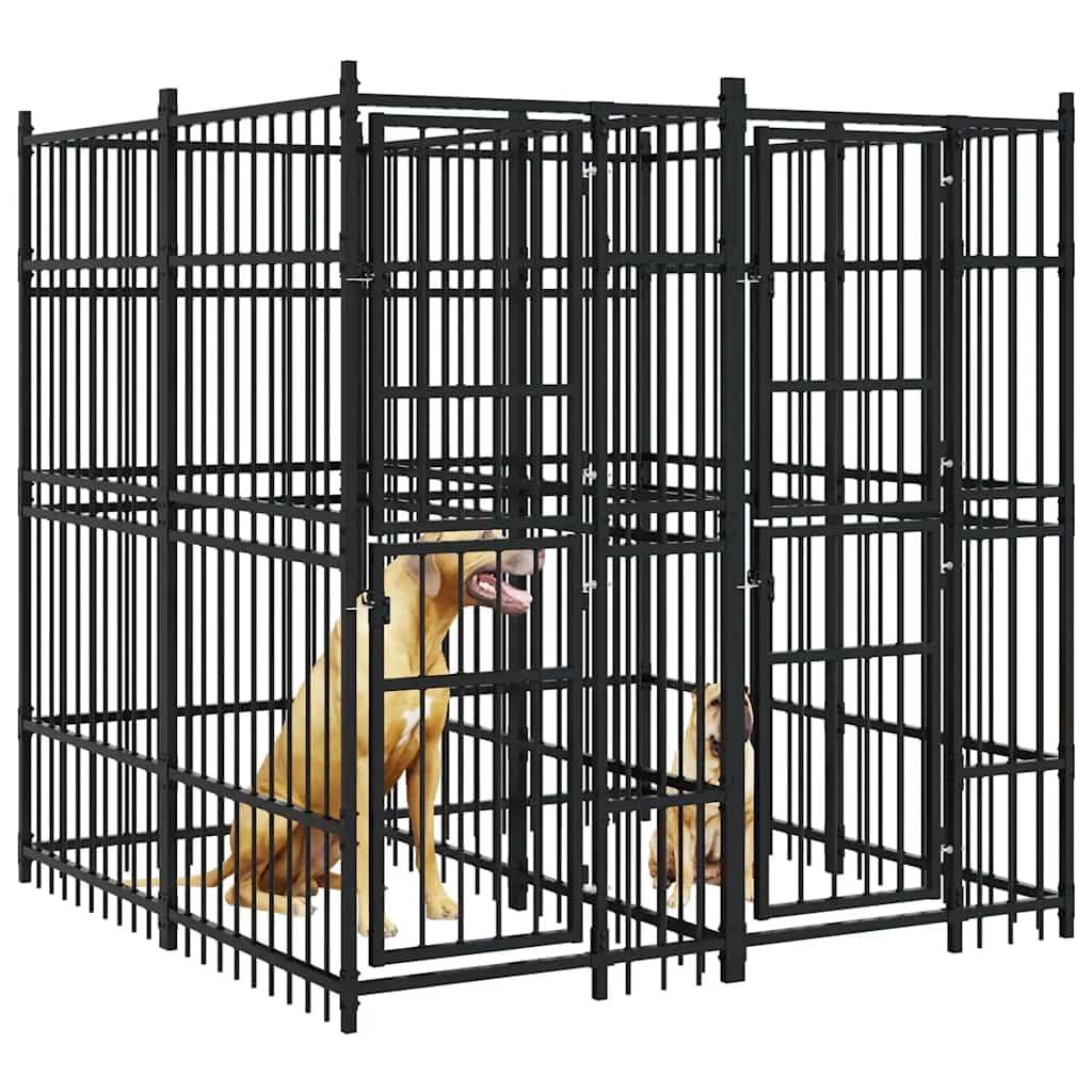 Outdoor Dog Kennel 39.7 ft Powder-Coated Steel Playpen with Lockable Hinged Door for Safety