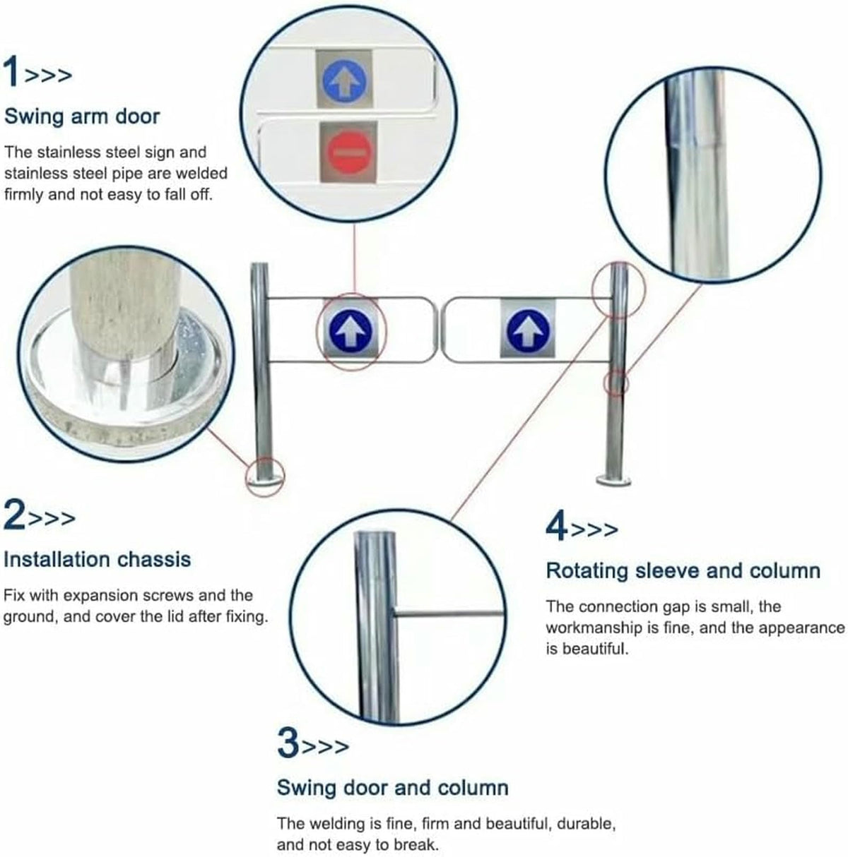 Automatic Swing Gate One-Way Double Door Security Barrier for Store, Library, Supermarket, Warehouse Entrance/Exit,Silver-100x97cm