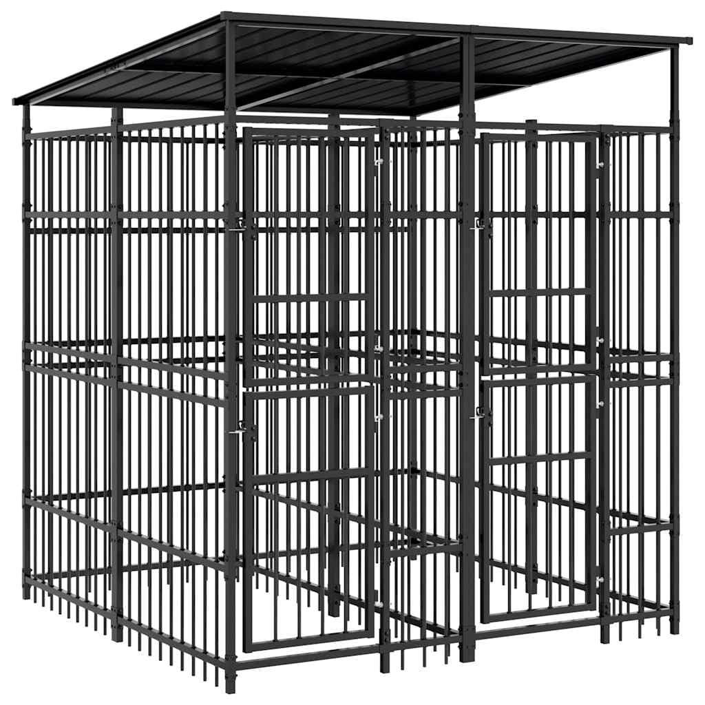 Outdoor Dog Kennel 39.7 ft Powder-Coated Steel Playpen with Lockable Hinged Door for Safety