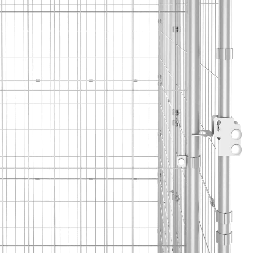 Galvanized Steel Dog Kennel, Outdoor Exercise Pen with Roof