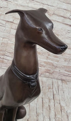 Art Deco Life Size Sitting Greyhound Dog Bronze Sculpture Marble Base Statue Artwork Sale By Think Bronze