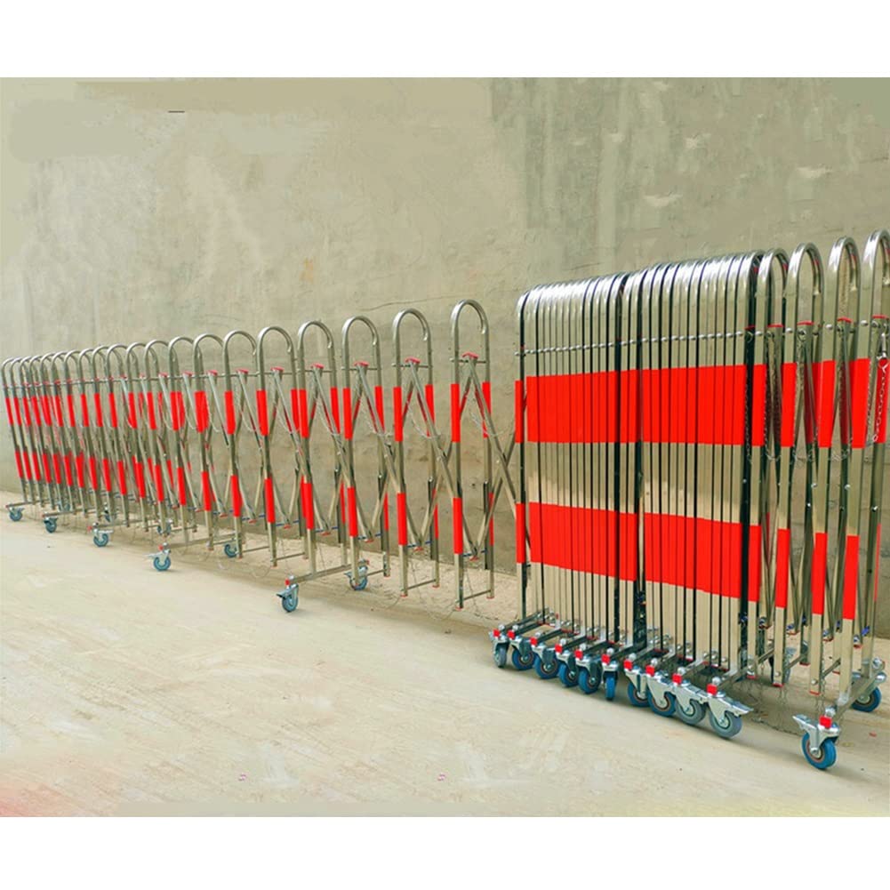 Traffic Barriers， Mobile Safety Barrier Gate - Expandable Stainless Steel Barricade - Retractable Traffic Fence - for Garages, Schools, Malls (Color : Red-Silver, Size :