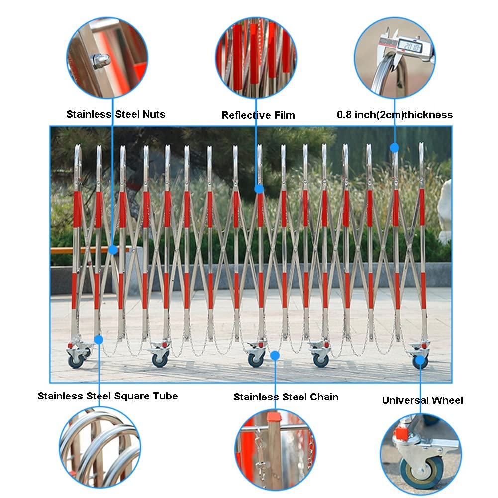 Stainless Steel Safety Barrier Gate - Expandable Mobile Barricade - Retractable Traffic Fence - Crowd Control Barriers Guard