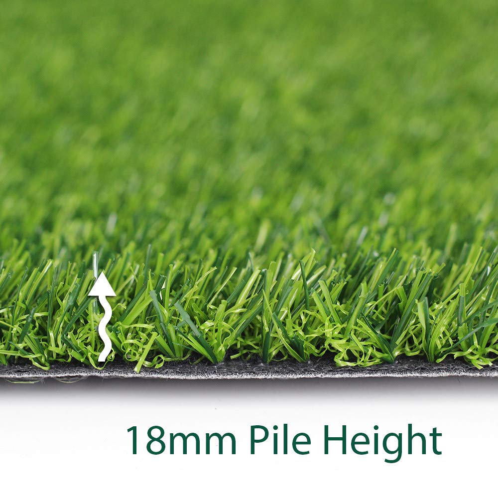 18mm Green Artificial Grass, Fake Faux Grass Turf Mat 15X30ft,Indoor Outdoor Garden Dogs Pet Synthetic Grass Carpet Doormat, Rubber Backed with Drainage Holes