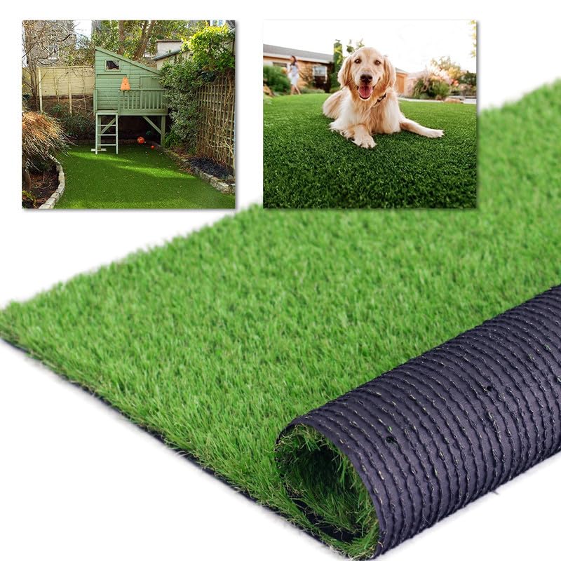 7FT x 62FT Artificial Turf 1.38inch Simulated Synthetic Fake Grass with Drainage Holes, Reusable Grass Urinal for Dogs, Backyard Lawn Rug Doormat Decorations, Custom