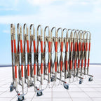 Stainless Steel Expandable Metal Barricade, Portable Flexible Mobile Barrier Gate 201 Stainless Steel Traffic Barricade Fence with Casters for Outdoor Event Site School, Silver-1.2x3m