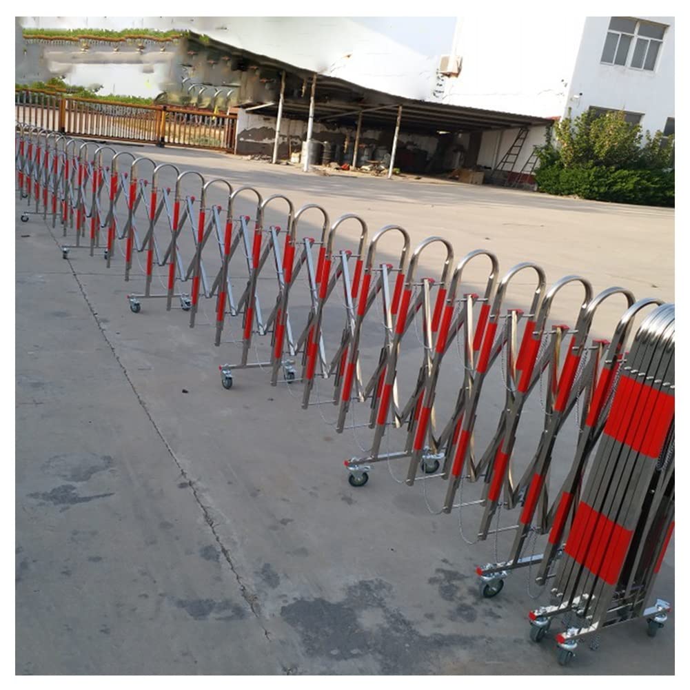 Traffic Barriers， Mobile Safety Barrier Gate - Expandable Stainless Steel Barricade - Retractable Traffic Fence - for Garages, Schools, Malls (Color : Red-Silver, Size :