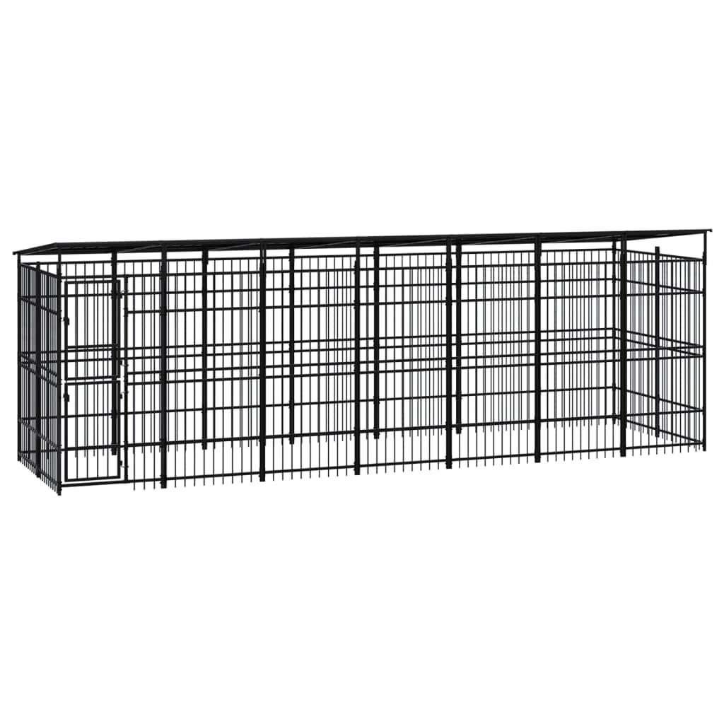 Outdoor Dog Kennel with Roof Steel,Exercise Pens for Dogs,Playpen for Dogs,Heavy Duty Outdoor Kennel,with Doors and Roof,Lockable Latch System, 39.7 ft2